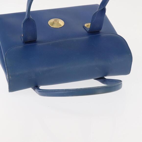 MCM Hand Bag Leather Blue Gold Auth BA6222 - Picture 6 of 16